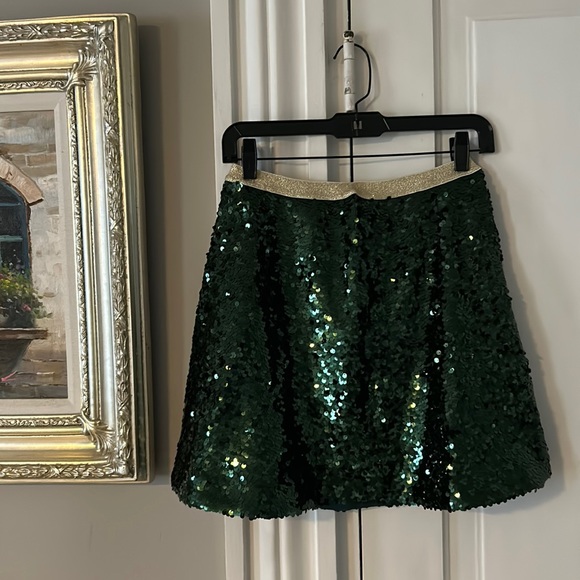 JCREW crewcuts emerald green sequin skirt - Picture 1 of 4